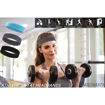 Hexchasty Exercise Sweat Headbands for Women Athletic Headbands Men Non Slip Workout Sweat Bands Headband for Sports Fitness Gym Yoga Running