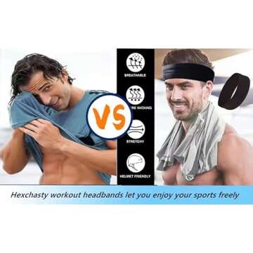 Hexchasty Exercise Sweat Headbands for Women Athletic Headbands Men Non Slip Workout Sweat Bands Headband for Sports Fitness Gym Yoga Running