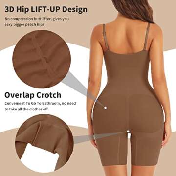 EUYZOU Shapewear Bodysuit for Women Tummy Control - Butt Lifting Fajas Full Body Shaper Seamless Thi...