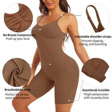 EUYZOU Shapewear Bodysuit for Women Tummy Control - Butt Lifting Fajas Full Body Shaper Seamless Thigh Slimmer Shorts - Coffee XL/XXL