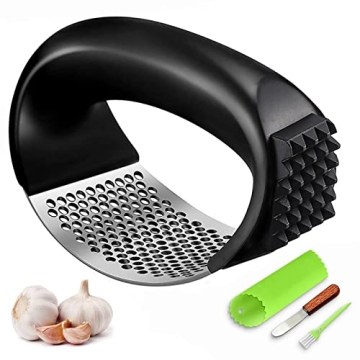 Garlic Press, Upgrade Garlic Mincer Stainless Steel Garlic Press Rocker, Professional Kitchen Gadget...