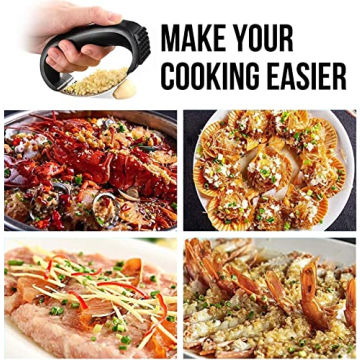 Garlic Press, Upgrade Garlic Mincer Stainless Steel Garlic Press Rocker, Professional Kitchen Gadget with Ergonomic Handle, Garlic Peeler