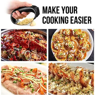 Garlic Press, Upgrade Garlic Mincer Stainless Steel Garlic Press Rocker, Professional Kitchen Gadget with Ergonomic Handle, Garlic Peeler