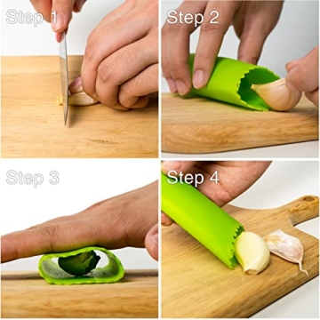 Garlic Press, Upgrade Garlic Mincer Stainless Steel Garlic Press Rocker, Professional Kitchen Gadget with Ergonomic Handle, Garlic Peeler