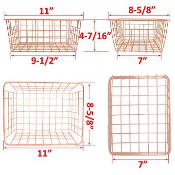 Metal Wire Storage Basket with Handles for Kitchen Food Pantry Papers Home Office Desk Basket Bathro...