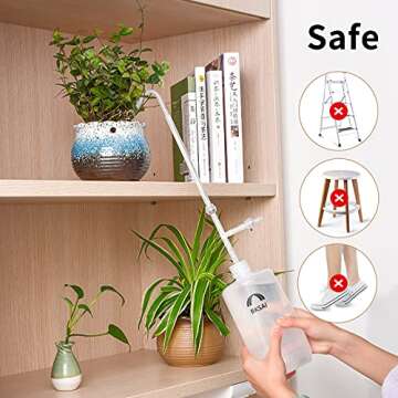 BKSAI Plant Water Bottle for Hanging Plant 33oz with Long Spout Can Watering Bottle Squeeze for Succulents Bonsai House Plants Potted Flowers Shrubs | Indoor or Outdoor
