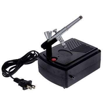 Master Airbrush Cake Decorating Airbrushing System Kit with a Set of 4 Chefmaster Food Colors, G34 Gravity Feed Dual-Action Airbrush, Air Compressor, Hose, Storage Case