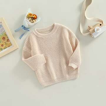 Afunbaby Baby Girl Boy Knit Sweater Blouse Pullover Sweatshirt Warm Crewneck Long Sleeve Tops for In...