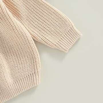 Afunbaby Baby Girl Boy Knit Sweater Blouse Pullover Sweatshirt Warm Crewneck Long Sleeve Tops for Infant Toddler (4-5T,Cream)