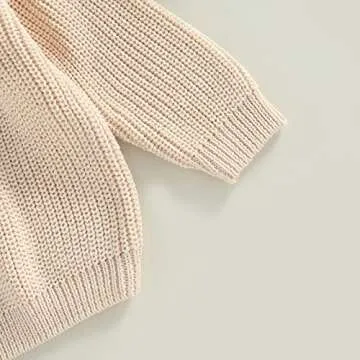 Afunbaby Baby Girl Boy Knit Sweater Blouse Pullover Sweatshirt Warm Crewneck Long Sleeve Tops for Infant Toddler (4-5T,Cream)