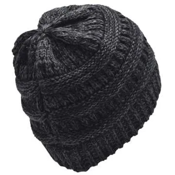 C.C Trendy Warm Chunky Soft Stretch Cable Knit Beanie Skully, 2 Tone Black/Charcoal
