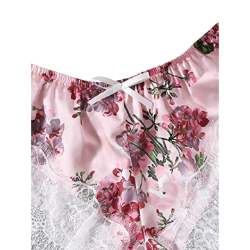 SOLY HUX Satin Pajama Set Floral Elegance Sleepwear