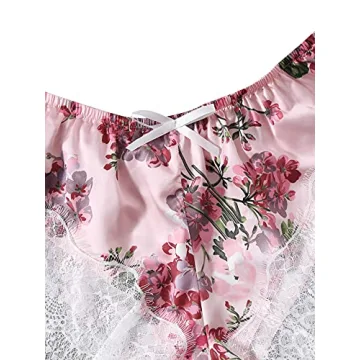SOLY HUX Satin Pajama Set Floral Elegance Sleepwear