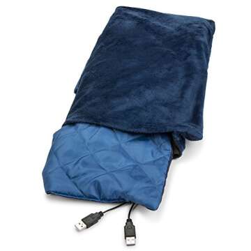 Convenient Gadgets & Gifts USB Heated Shawl and Lap Blanket - Blue Color - USB Heated Throw Perfect Alternative to an Office Desk Heater