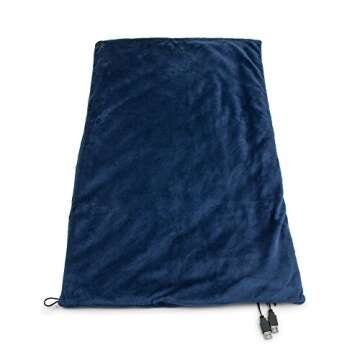 Convenient Gadgets & Gifts USB Heated Shawl and Lap Blanket - Blue Color - USB Heated Throw Perfect Alternative to an Office Desk Heater