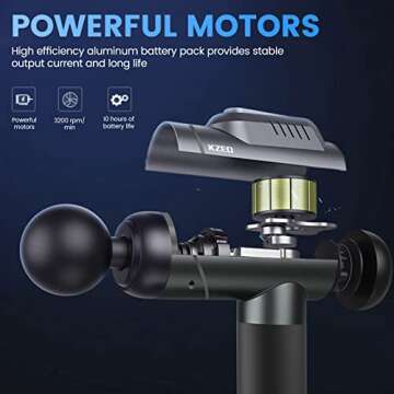 KZED Massage Gun Portable, Quiet Massage Gun Muscle Massage Gun Handheld Massager for Athletes, Deep Tissue Massager Percussion Massage Gun Pain Relief Therapy and Relaxation 6 Speeds 8 Heads