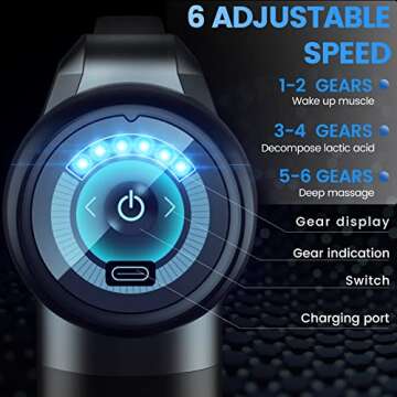 KZED Massage Gun Portable, Quiet Massage Gun Muscle Massage Gun Handheld Massager for Athletes, Deep Tissue Massager Percussion Massage Gun Pain Relief Therapy and Relaxation 6 Speeds 8 Heads