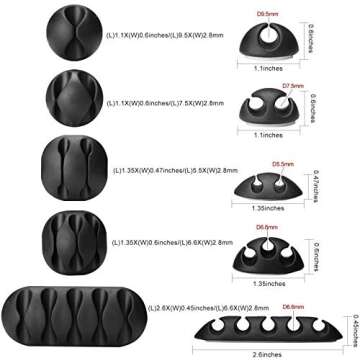 Bluegogo Cable Clips - Self-Adhesive Cable Organizer Pack