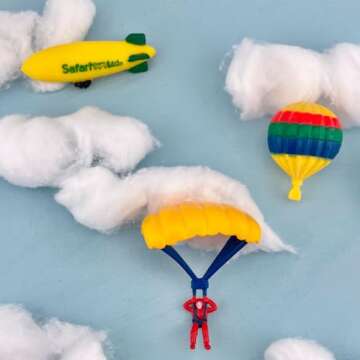Safari Ltd. In The Sky TOOB - 12 Figurines: Jets, Parachute, Blimp, Concorde, Planes, Helicopter, and More - Educational Toy Set for Boys, Girls, and Kids 3+