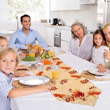 OurWarm Handmade Thanksgiving Table Runner for Autumn Decor
