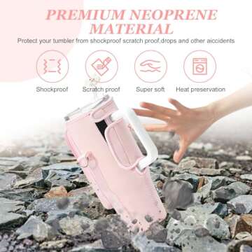 PRAGATISM Water Bottle Holder with Strap Pouch and Handle fits for Stanley 40/30 oz Tumbler, Water Bottle Carrier Bag with 4.9FT Strap, Bottle Pouch for Stanley Cup Accessories