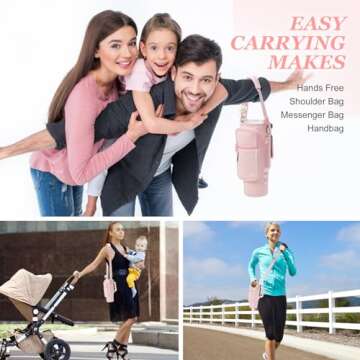 PRAGATISM Water Bottle Holder with Strap Pouch and Handle fits for Stanley 40/30 oz Tumbler, Water Bottle Carrier Bag with 4.9FT Strap, Bottle Pouch for Stanley Cup Accessories