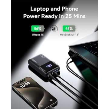 INIU Power Bank, 20000mAh 65W Ultra Compact USB C Laptop Portable Charger, PD QC Fast Charging 3-Output External Battery Pack for Laptop MacBook iPad Tablet Steam Deck iPhone 16 15 14 Pro Samsung S22