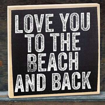 Love You to The Beach - Great Beach House Summer Decor, Romantic Couples Room Print and Farmhouse Love Sign, Unique Beach Lovers Wooden Sign Gift