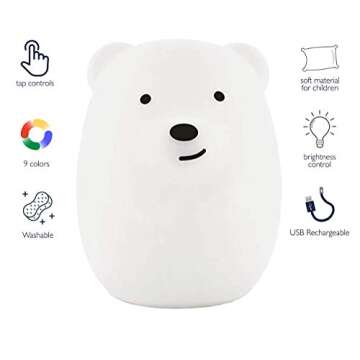Lumipets Animal Kids Silicone Nursery Light for Baby and Toddler, Squishy Night Light for Kids Room,...