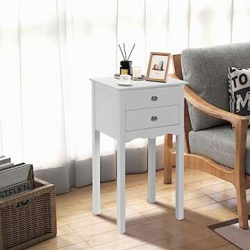 Giantex End Table w/ 2 Drawers Side Table Nightstand Multi-Purpose Accent Table Living Room Bedroom ...