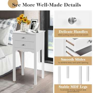 Giantex 2 Drawer End Table - Stylish & Functional