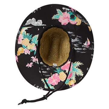 Billabong mens Classic Printed Straw Lifeguard Sun Hat, Black, One Size US