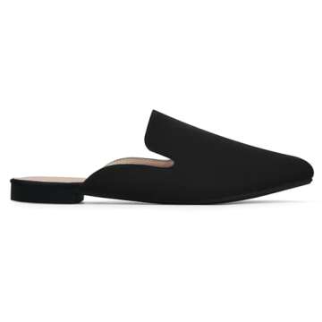 MUSSHOE Mules for Women Flats Comfortable Pointed Toe Shoes - Black 10.5