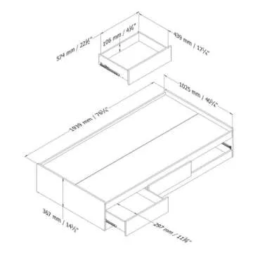 South Shore Logik Twin Mates Bed (39'') with 3 Drawers, Pure White