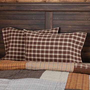 VHC Brands Rustic Lodge Farmhouse Bedding Rory Brown Pillow Case Set of 2