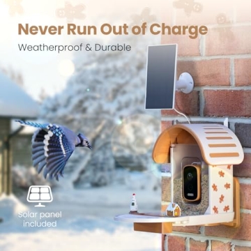 VINGUYS® Bird Feeder with Camera - Ginger Joy, Smart Bird Feeder AI Recognize Bird Species, Auto-Capture 2.5K UHD Bird Video, Solar Powered, Ideal Gift for Christmas & Thanksgiving