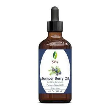 SVA Juniper Berry Essential Oil – 4 Fl Oz – 100% Natural Juniper Oil - for Diffuser, Hair Care, Face, Skin Care, Aromatherapy, Scalp and Body Massage, Soap and Candle Making – with Dropper