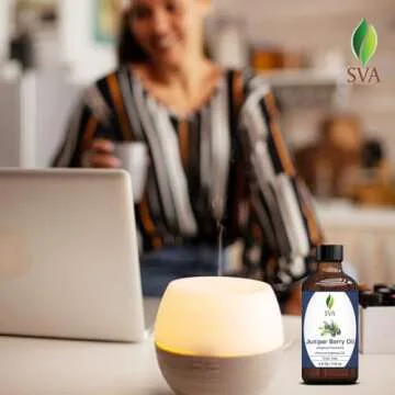 SVA Juniper Berry Essential Oil – 4 Fl Oz – 100% Natural Juniper Oil - for Diffuser, Hair Care, Face, Skin Care, Aromatherapy, Scalp and Body Massage, Soap and Candle Making – with Dropper