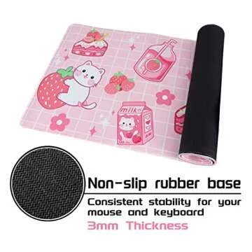 Kawaii Cat Strawberry Milk Mouse Pad for Gaming