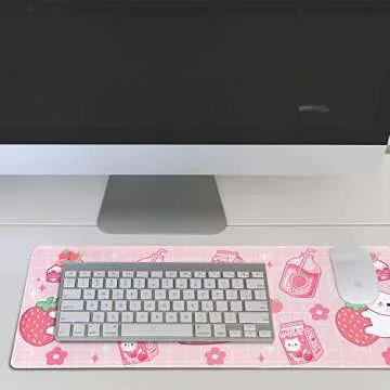 Kawaii Cat Strawberry Milk Mouse Pad for Gaming