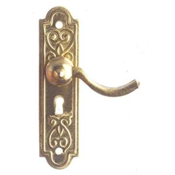 Melody Jane Dolls Houses Dollhouse Miniature Brass Door Plate & Handle for Authentic Decor