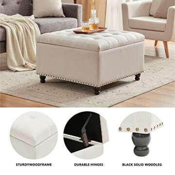 Elegant Tufted Ottoman with Storage Perfect for Your Home