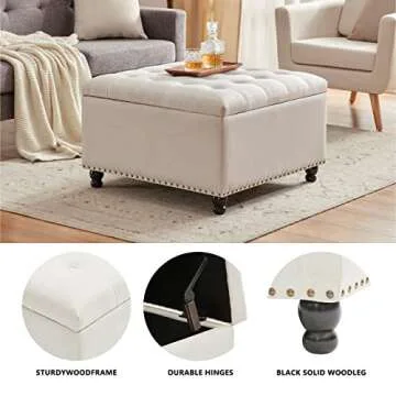 Elegant Tufted Ottoman with Storage Perfect for Your Home