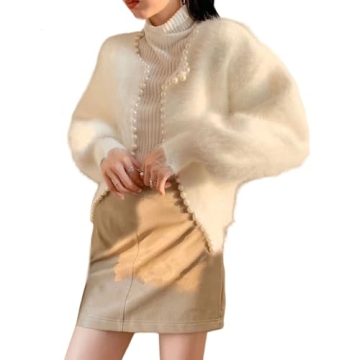 Chic Pearl-Embellished Cardigan Sweater for Women – Stunning Outerwear!