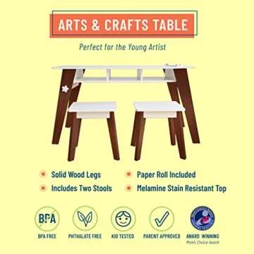 Wildkin Kids Arts and Crafts Table Set, Modern Design