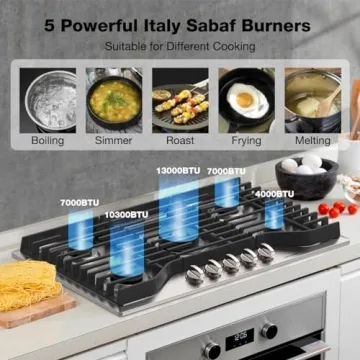 Thermomate 36 Inch Gas Cooktop with 5 Powerful Burners