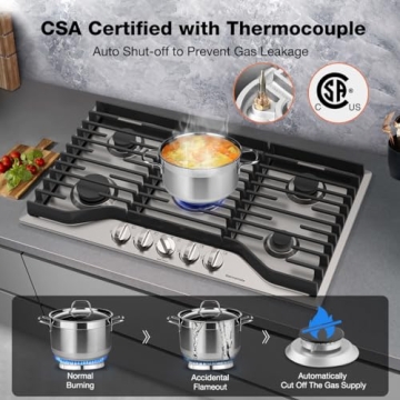 Thermomate 36 Inch Gas Cooktop with 5 Powerful Burners