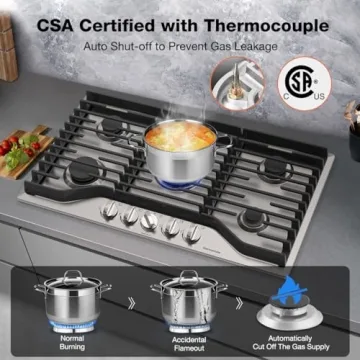 Thermomate 36 Inch Gas Cooktop with 5 Powerful Burners