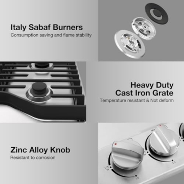 Thermomate 36 Inch Gas Cooktop with 5 Powerful Burners