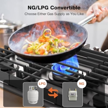 Thermomate 36 Inch Gas Cooktop with 5 Powerful Burners